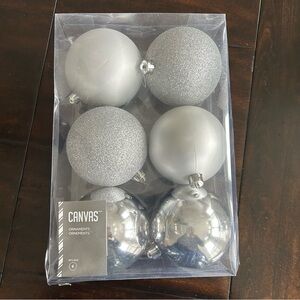 Bella Canvas Silver Holiday Ornament Set 6 NWT
